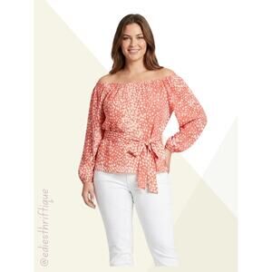 LAFAYETTE 148 New York Silk Carson Printed Bishop Sleeves Blouse Large